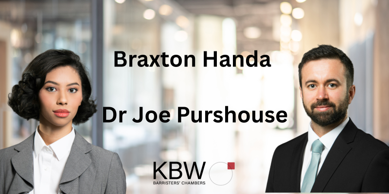 Dr Joe Purshouse and Braxton Handa commence their second six of pupillage 