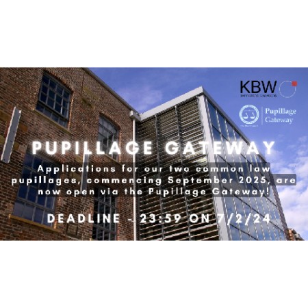 Pupillage applications for KBW are now open via the Pupillage Gateway!