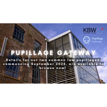 KBW Chambers pupillage vacancy goes live for browsing on the Pupillage Gateway today.